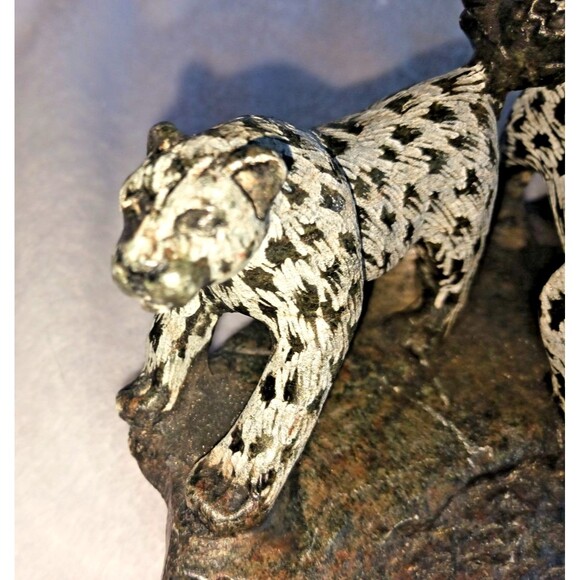 Heavy Snow Leopard Sculpture Carved Stone Big Cats Figurine Handmade Decor - Picture 10 of 14